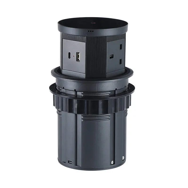 [W9-3UK-USB-Black] Popup Socket 110mm with Wireless Charging 15W — Black