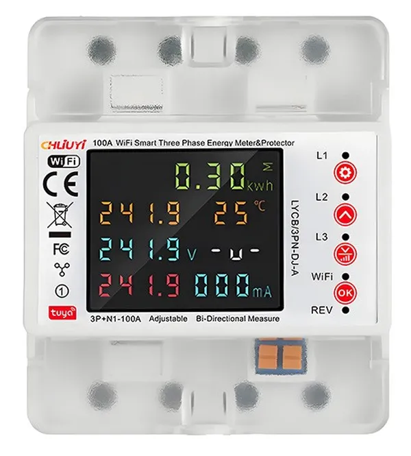 [LYCB/3PN-DJ-A] WiFi Smart 3-Phase 100A Energy Meter Bi-Directional